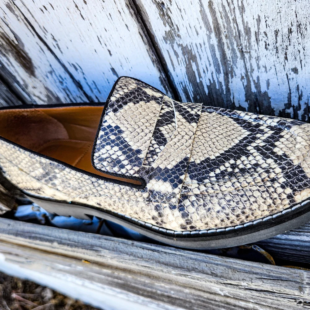 SARTO Franco Sarto Snake Print Loafers Size 8 Leather Slip On Platform Lug Sole